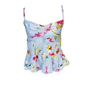 RACHEL Rachel Roy Morning Blue Combo Peplum Top Size 6